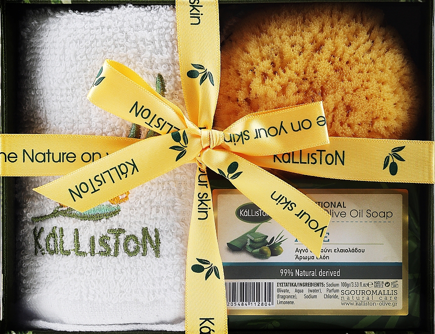 Zestaw - Kalliston Aloe (soap/100g + sponge + towel) — Zdjęcie N1
