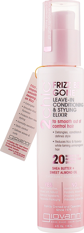 Odżywka do włosów - Giovanni Frizz Be Gone Conditioning & Styling Elixir To Smooth Out Of Control Hair — Zdjęcie N1