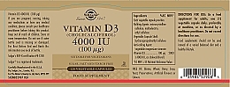 Suplement diety Witamina D3, 4000 IU - Solgar Vitamin D3 4000 IU — Zdjęcie N3