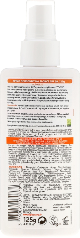 Przeciwsłoneczny spray dla dzieci SPF 50 - Alphanova Bébé — Zdjęcie N2