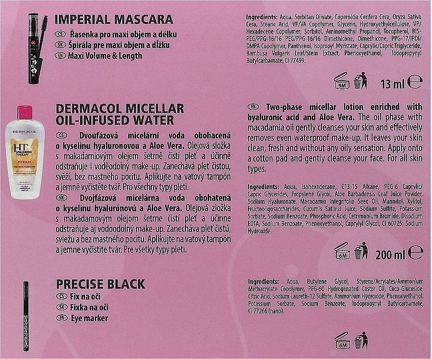 PRZECENA! Zestaw do makijażu - Dermacol Imperial (water/200 ml + mascara/13 ml + eye/marker/1 ml + bag) * — Zdjęcie N3