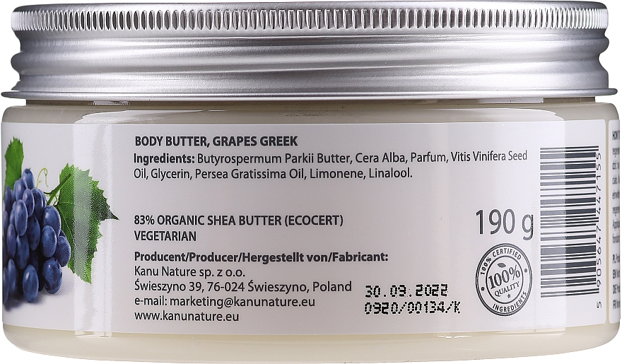 Masło do ciała Greckie winogrona - Kanu Nature Greek Grape Body Butter — Zdjęcie N2