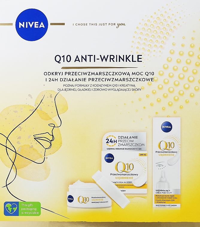 Zestaw - NIVEA Xmas Q10 Anti-wrinkle 2022 (f/cr/50ml + eye/cr/15ml) — Zdjęcie N1