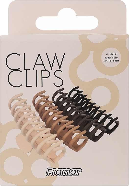 Klipsy do włosów w kolorze nude, 4 szt. - Framar Claw Clips Neutral  — Zdjęcie N2