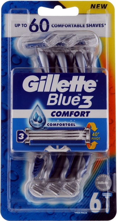 Jednorazowe maszynki do golenia, 6 szt. - Gillette Blue 3