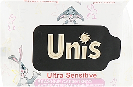 Kup Antybakteryjne chusteczki nawilżane dla niemowląt, bezzapachowe, 25 szt. - Unis Ultra Sensitive