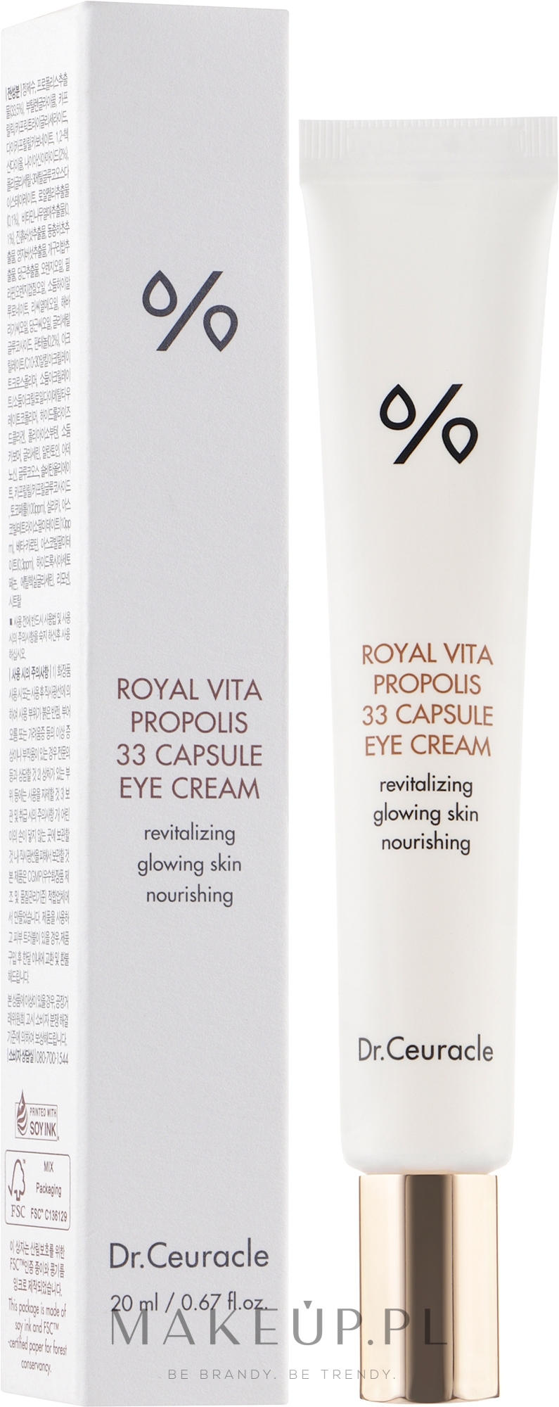 Krem pod oczy z ekstraktem z propolisu i kapsułkami kolagenowymi - Dr.Ceuracle Royal Vita Propolis 33 Capsule Eye Cream — Zdjęcie 20 ml