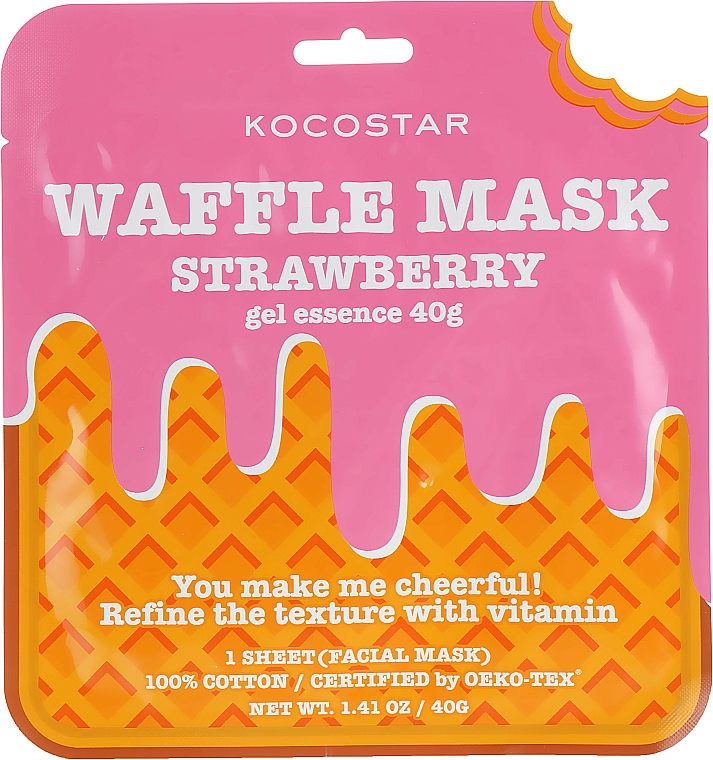 Wzmacniająca maska na tkaninie Truskawka - Kocostar Strawberry Waffle Mask — Zdjęcie N1