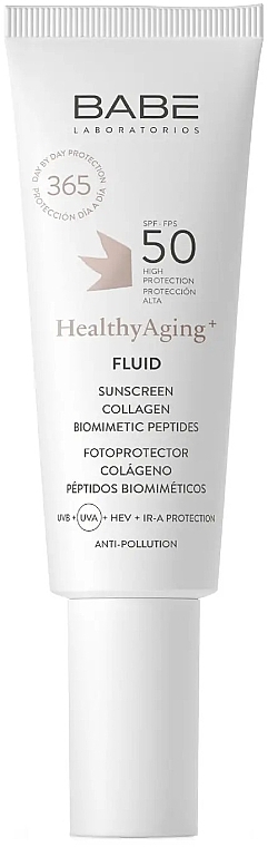 Fluid przeciwsłoneczny SPF 50 z kolagenem i peptydami - Babe Laboratorios Healthy Aging Anti-Age — Zdjęcie N1