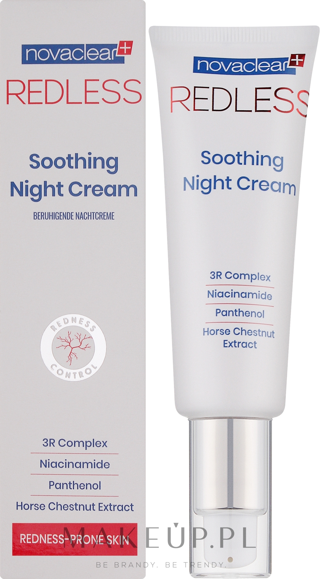 Kojący krem do twarzy na noc - Novaclear Redless Soothing Night Cream — Zdjęcie 30 ml