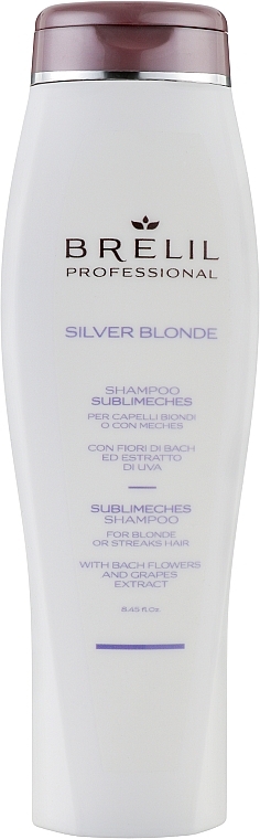 PRZECENA! Szampon neutralizujący żółte odcienie włosów blond - Brelil Silver Blonde Sublimeches Shampoo * — Zdjęcie N1