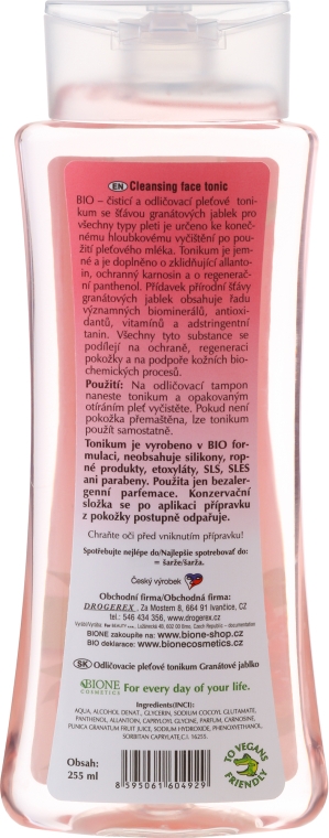 Ochronny tonik oczyszczający z granatem - Bione Cosmetics Pomegranate Protective Cleansing Tonic With Antioxidants — Zdjęcie N2