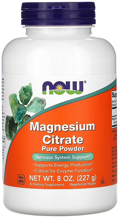 Cytrynian magnezu, w proszku - Now Foods Magnesium Citrate Pure Powder — Zdjęcie N1