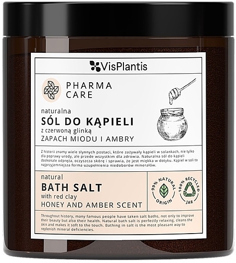 Sól do kąpieli z białą glinką Miód i bursztyn - Vis Plantis Pharma Care Bath Salt Honey And Amber — Zdjęcie N1