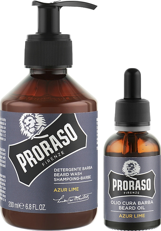 Zestaw do pielęgnacji brody dla mężczyzn - Proraso Azur Lime (shm/200ml + oil/30ml) — Zdjęcie N2