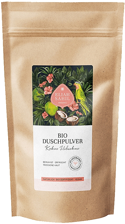 Oczyszczający puder pod prysznic Kokos i hibiskus - Eliah Sahil Organic Shower Powder Coconut Hibiscus Refill — Zdjęcie N1
