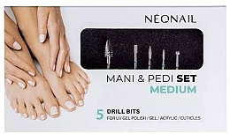 Zestaw frezów do manicure, 5 szt. - NeoNail Professional Mani And Pedi Bits Set Medium — Zdjęcie N1