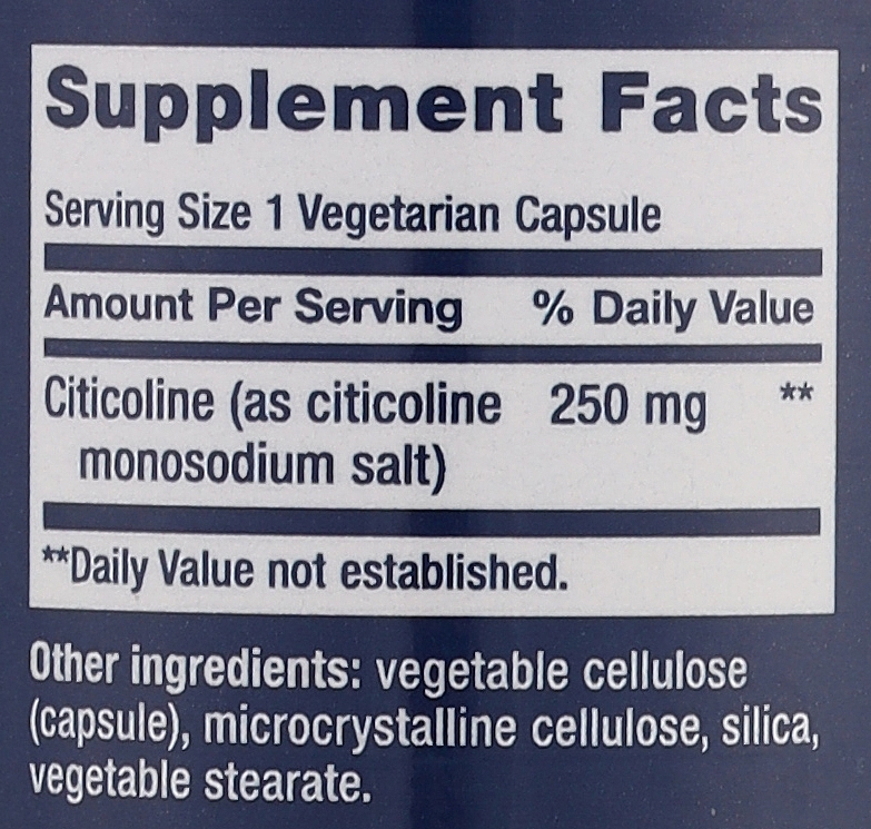 Suplementy diety Cytykolina - Life Extension Cognizin CDP-Choline Caps, 250 mg — Zdjęcie N3