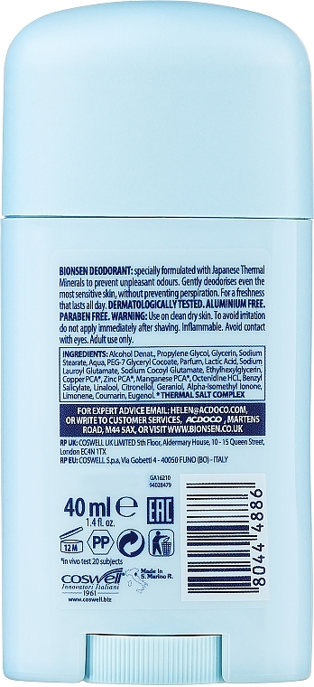 Dezodorant w sztyfcie Mineralna ochrona - Bionsen Mineral Protective Sensitive Skin — Zdjęcie N2