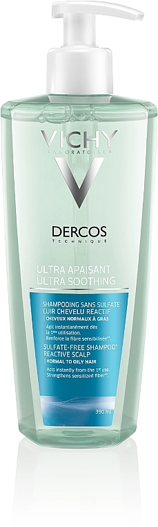 Szampon łagodzący do włosów normalnych i przetłuszczających się - Vichy Dercos Ultra Soothing Normal to Oil Hair Shampoo — Zdjęcie N1