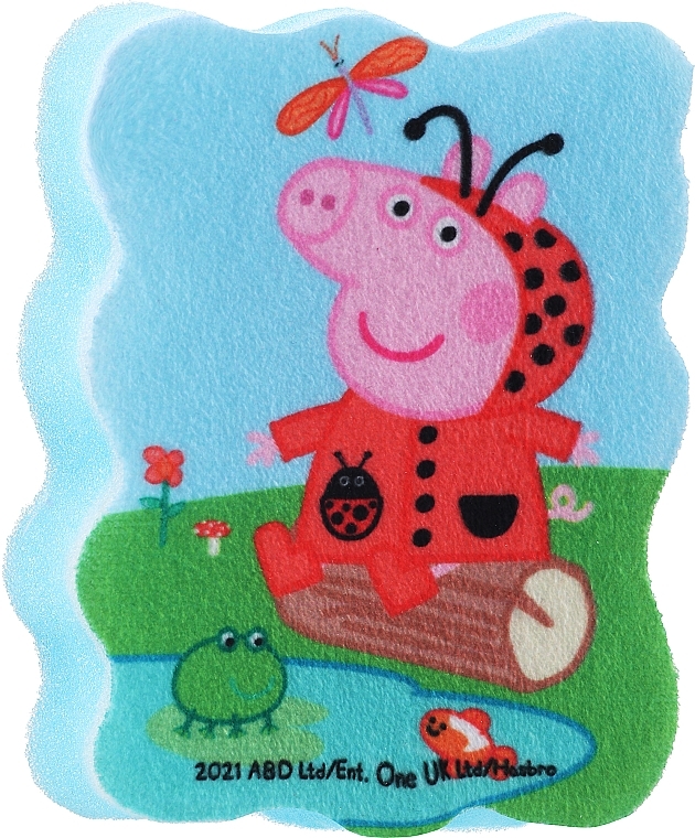 Gąbka do kąpieli dla dzieci Świnka Peppa, w stroju biedronki, niebieska - Suavipiel Peppa Pig Bath Sponge — Zdjęcie N1