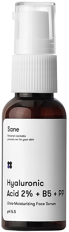 Serum do twarzy z kwasem hialuronowym i witaminą B5 PP - Sane Hyaluronic Acid 2% + B5 + PP — Zdjęcie N1