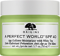 Przeciwzmarszczkowy krem do twarzy z filtrem SPF 40 - Origins A Perfect World Age-Defense Moisturizer With White Tea — Zdjęcie N1