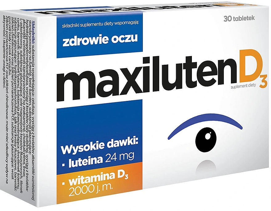 Suplement diety w tabletkach - Aflofarm Maxiluten D3 — Zdjęcie N1