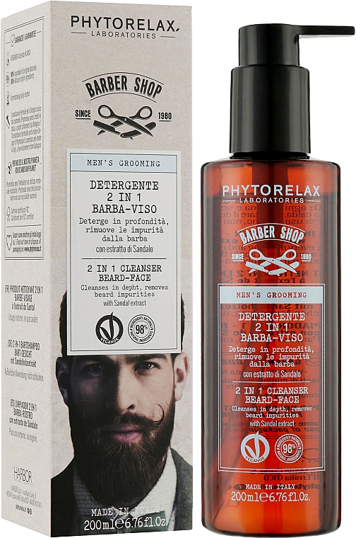 Żel 2 w 1 do mycia twarzy i brody - Phytorelax Laboratories Men’s Grooming 2 in 1 Cleanser Beard-Face — Zdjęcie N2
