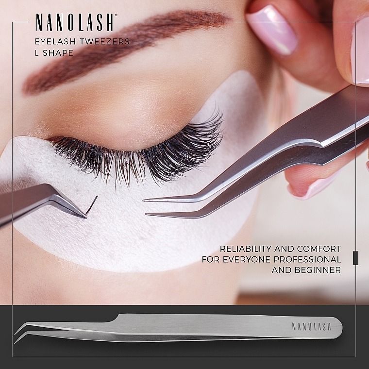 Pęseta do sztucznych rzęs - Nanolash Eyelash Tweezers L Shape — Zdjęcie N2