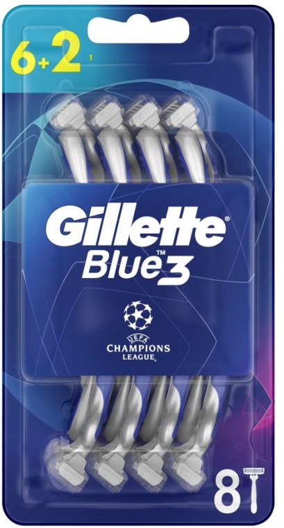 Jednorazowe maszynki do golenia, 6+2 szt. - Gillette Blue3 Comfort Football — Zdjęcie N1