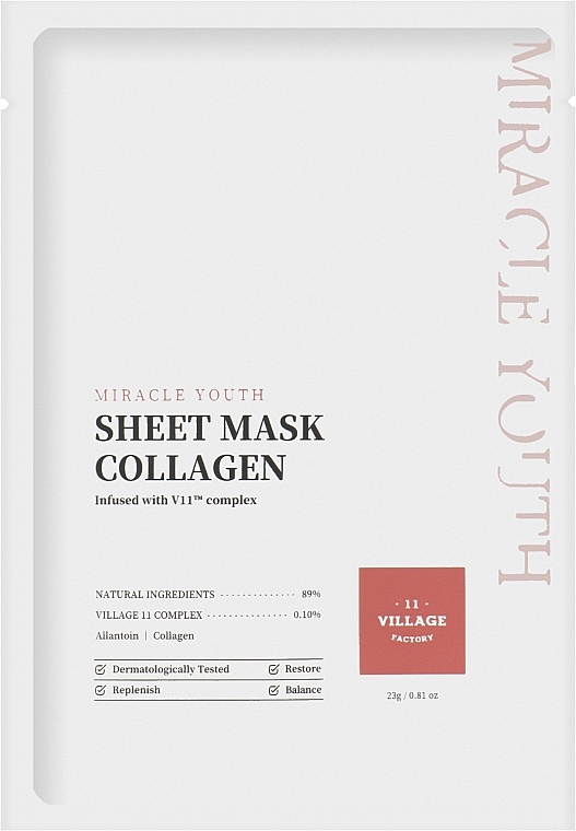 Maska w płachcie z kolagenem - Village 11 Factory Miracle Youth Cleansing Sheet Mask Collagen — Zdjęcie N1
