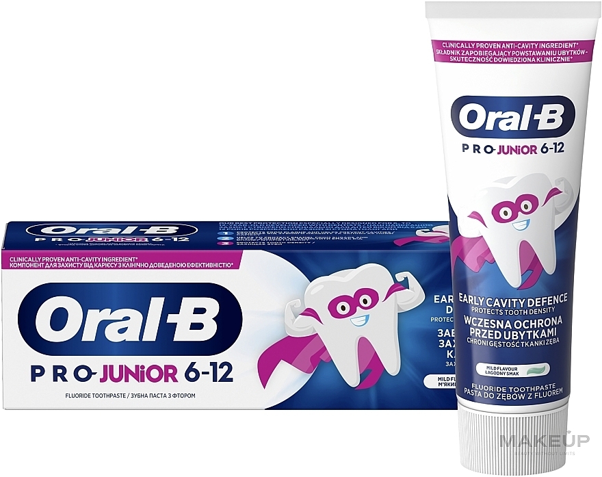 Pasta do zębów dla dzieci w wieku 6-12 lat - Oral-B Pro Junior 6-12 Early Cavity Defence Fluoride Toothpaste — Zdjęcie N1