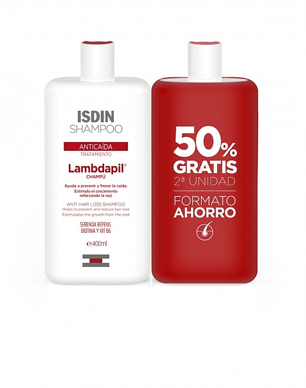 Zestaw - Isdin Anti-Hair Loss Lambdapil Shampoo Duo (shm/2x400ml) — Zdjęcie N1