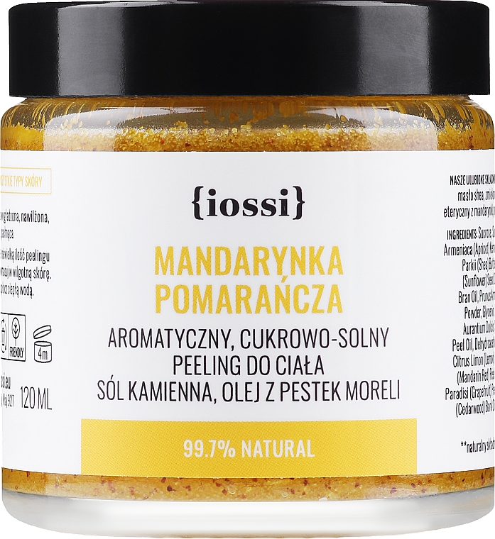 Cukrowy peeling do ciała z olejem z pestek moreli Mandarynka i pomarańcza - Iossi Body Scrub — Zdjęcie N2
