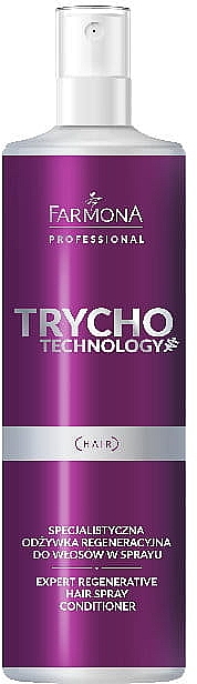 Specjalistyczna odżywka regeneracyjna do włosów w sprayu - Farmona Professional Trycho Technology Expert Regenerative Hair Spray Conditioner — Zdjęcie N1