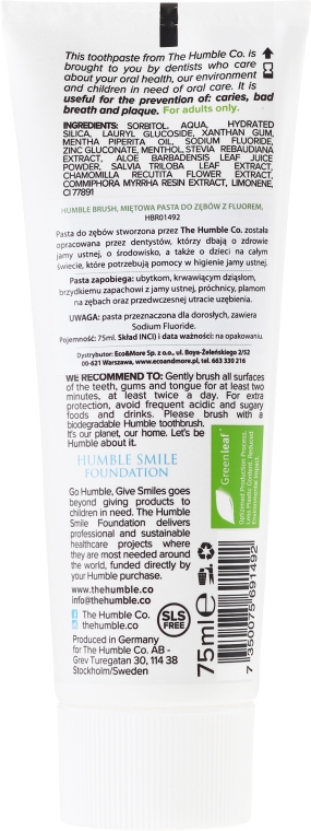 Naturalna pasta do zębów Świeża mięta - The Humble Co. Natural Toothpaste Fresh Mint — Zdjęcie N2