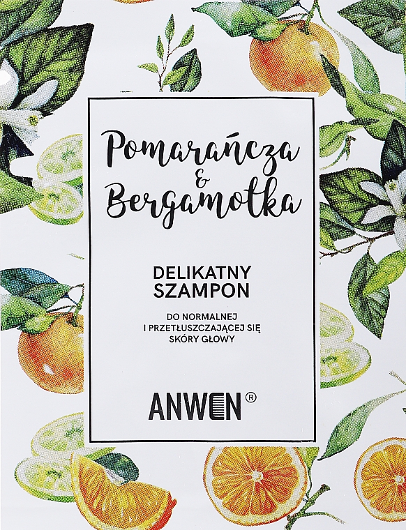 Szampon z pomarańczą i bergamotką do skóry głowy normalnej i tłustej - Anwen Orange and Bergamot Shampoo (próbka) — Zdjęcie N1