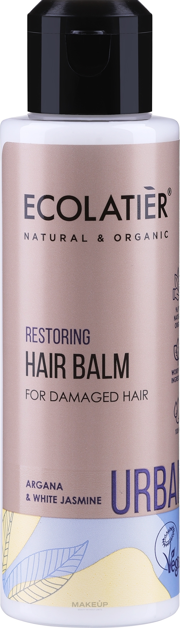 Odbudowujący balsam do włosów zniszczonych Argan i biały jaśmin - Ecolatier Urban Hair Balm — Zdjęcie 100 ml