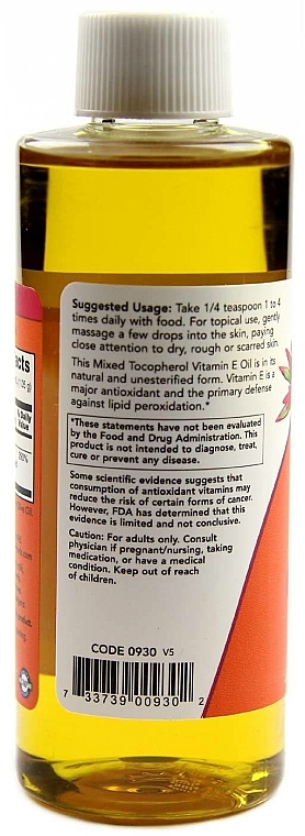 Olejek z witaminą E - Now Foods Natural E-Oil With Mixed Tocopherols — фото N3