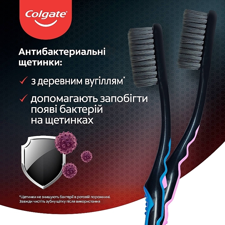 Miękka szczoteczka do zębów z aktywnym węglem, czarno-niebieska - Colgate Slim Soft With Charcoal — Zdjęcie N9