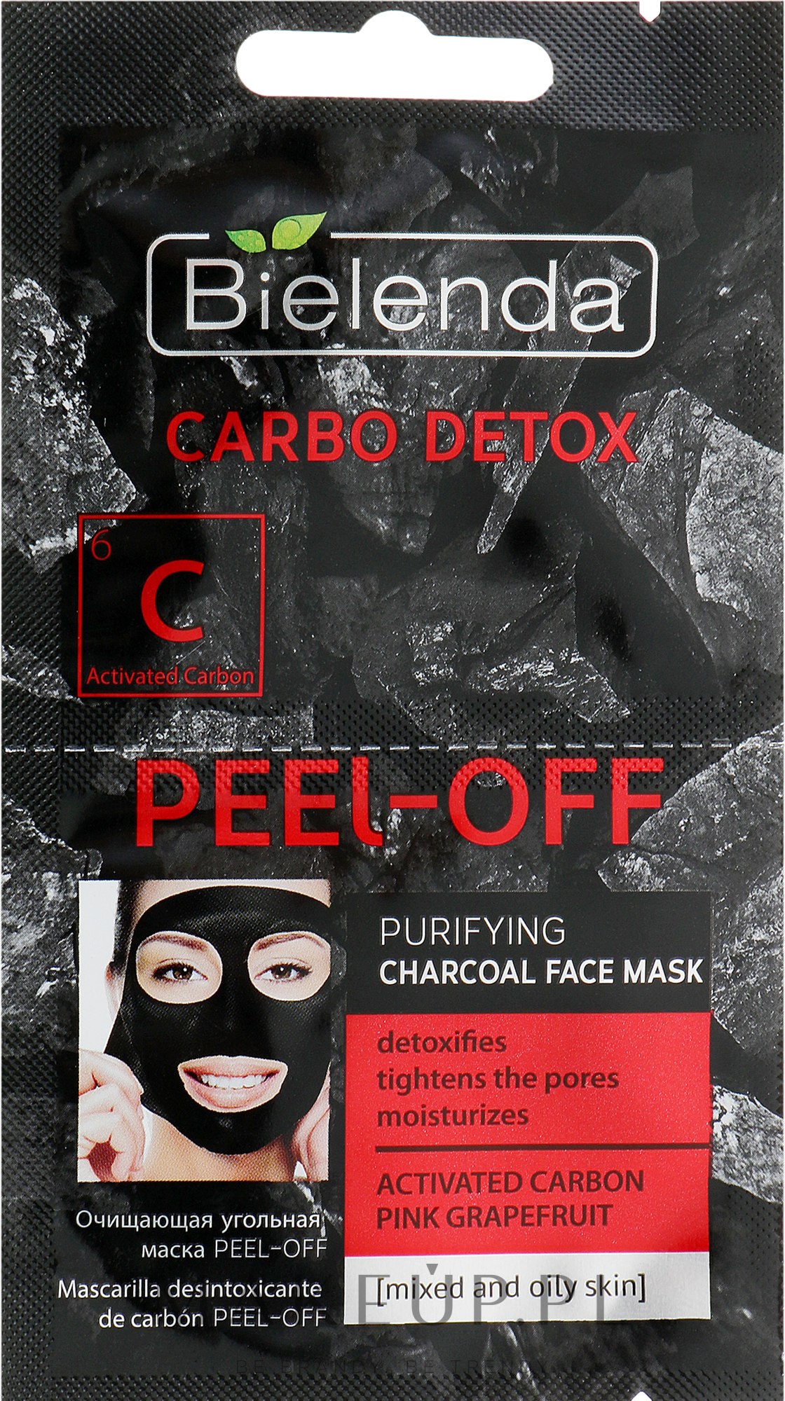 Oczyszczająca maska węglowa do cery mieszanej i tłustej - Bielenda Carbo Detox Peel-Off — Zdjęcie 2 x 6 g