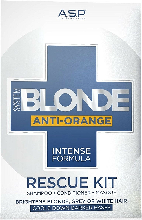 Zestaw - Affinage Salon Professional System Blonde Anti-Orange Rescue Kit (h/shampoo/275ml + h/cond/275ml + h/mask/150ml) — Zdjęcie N1