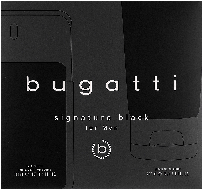 Bugatti Signature Black - Zestaw (edt/100ml + sh/gel/200ml) — Zdjęcie N1