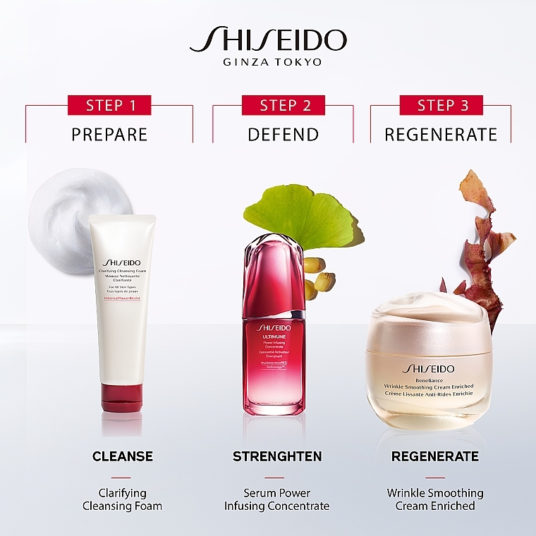 Zestaw - Shiseido Benefiance Enriched Holiday Kit (f/cr/50ml + clean/foam/15ml + f/lot/30ml + f/conc/10ml) — Zdjęcie N5