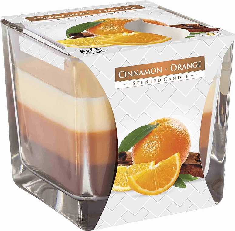 Świeca zapachowa trójwarstwowa w szkle Cynamon i pomarańcza - Bispol Scented Candle Cinnamon & Orange — Zdjęcie N1