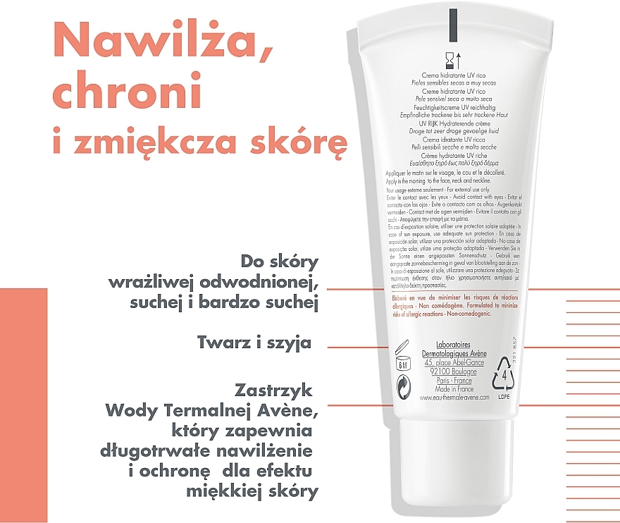 Bogaty nawilżający krem do twarzy SPF 30 - Avène Eau Thermale Hydrance Rich Hydrating Cream — Zdjęcie N4