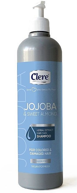 Szampon z pokrzywą i winogronami do włosów farbowanych i zniszczonych - Clere Jojoba & Sweet Almond Shampoo — Zdjęcie N1