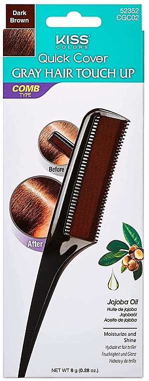 Grzebień do retuszu siwych włosów Ciemnobrązowy - Kiss Quick Cover Gray Hair Touch Up Comb Dark Brown — Zdjęcie N1