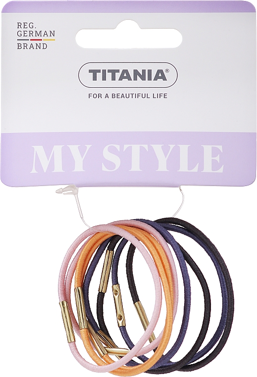Gumki do włosów, elastyczne, 4,5 cm, 8 szt., kolorowe - Titania — Zdjęcie N1